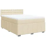 vidaXL Boxspringbett mit Matratze Creme 160x200 cm Stoff