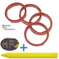 4X Zentrierringe 73,1 x 63,4 mm Rot Felgen Ringe + 1x Reifen Kreide Fett Stift