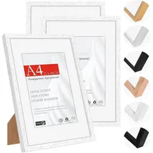 luxuskollektion Bilderrahmen modern Weiß 21x29,7 cm 3er Set