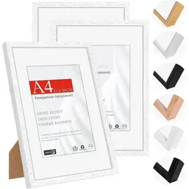 luxuskollektion Bilderrahmen modern Weiß 21x29,7 cm 3er Set