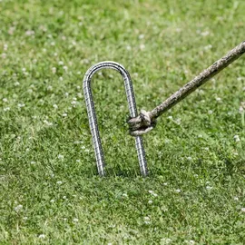 DN DENNOV 6× Bodenanker,30cm Bodenpfähle,Verzinkter Stahl Bodenanker Trampolin,Bewehrungsstab Zeltheringe,Garten Pfähle,Camping Zelt Heringe Silber U