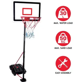 Dunlop Basketballkorb Set – Basketball Korb Höhenverstellbar: 165 - 205 cm – Basketballkörbe mit Basketballständer, Ball und Pumpe – Basketballkorb Outdoor mit Füllbarer Fussstand - Schwarz