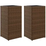 vidaXL Pflanzkübel 2 Stk Braun 30x30x60 cm Poly Rattan 2156812