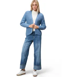 Zero Grobstrickjacke offener Style S, Middle Blue Melange | S