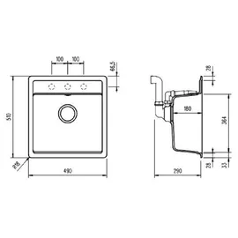 keenberk Victory S490 tief schwarz rechts Einbauart Excenterbetätigung 490 x 510 mm