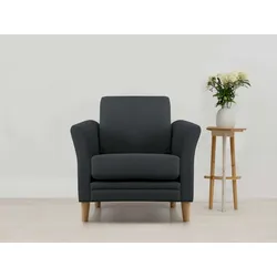 Sessel HOME AFFAIRE "Arellano, Breite 93 cm", grau (anthrazit), B:93cm H:87cm T:84cm, 100% polyester, Sessel, klassisches Design, mit Massivholzfüßen, Webstoff fein