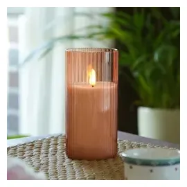 MARELIDA LED Kerze im Glas Windlicht H: 15 cm D: 7,5 cm rosa