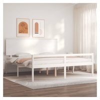 vidaXL Bett Seniorenbett mit Kopfteil Weiß Super Kingsize Massivholz weiß 200 cm x 180 cmvidaXL