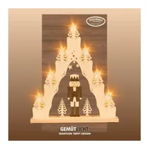 Weigla LED Lichterbogen Weihnachten I 7 Lampenkerzen + 1 Ersatzlampe I 7 x 34 V, 0,2 W, E10 I beleuchtete Weihnachtsdeko innen I aus Holz