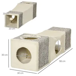 PawHut Katzentunnel 98 x 30 cm Beige