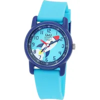 Q&Q VR41J002Y 30 mm Silikongehäuse Blau Silikonarmband Rot
