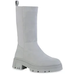 Damen Plateaustiefel in Grau