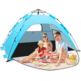 Strandmuschel Pop Up UV-Schutz 50+ mit 3 Veranda Windschutz blau
