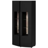 Mirjan24 Vitrine, Schwarz, Holzwerkstoff, Rechteckig, 87x180x47 cm, Wohnzimmer, Wohnwände,