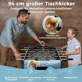 Fantask COSTWAY Tischkicker, Kickertisch inkl. 14 Kicker und 2 Bällen, Punktezähler & abnehmbaren Beinen, Spieltisch für Erwachsene und Kinder, Tischfußball für Spielzimmer, Bar... Braun
