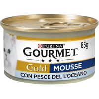 Purina Gourmet Gold Nasses Katzenfutter Mousse mit Ozeanfischen 24 Dosen á 85g, Dose 24 x 85g