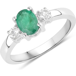 Xen, Ring, Ring mit Smaragd und 2 Weißtopas XR0159, (60, 925 Silber)