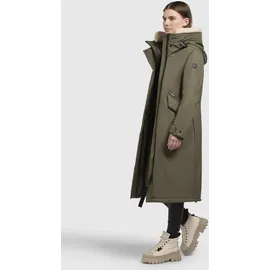 khujo Damen Wintermantel warmer Parka mit weichem Teddyfleece an der Kapuze, Taillenzugband und magnetischer Abdeckleiste Agneta-YM Light Moss Green Gr. S - S