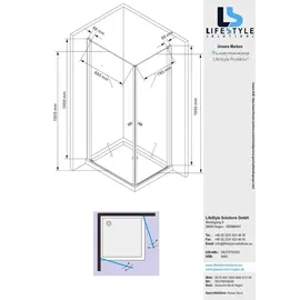 Glaszentrum Hagen 100x90x195 cm Zeus EckDuschkabine inkl. Tasse + Siphon - Transparent
