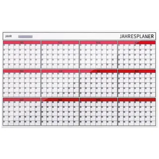 Bi-Office Glas Jahresplaner 12 Monaten 78x48cm