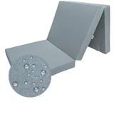FORTISLINE Klappmatratze 195x80x9 cm - 3-teilige Faltmatratze - klappbare Gästematratze - Campermatratze mit wasserfestem Outdoor-Bezug - Würfelmatratze - Gästebett - Wohnwagenmatratze - Hellgrau