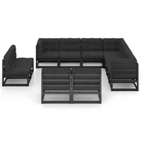 vidaXL Lounge Set 11-tlg. schwarz inkl. Kissen 3076938