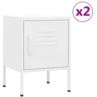 VidaXL Nachttische 2 Stk. Weiß 35x35x51 cm Stahl