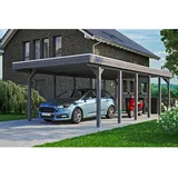 SKANHOLZ Carport Friesland Schiefergrau 397 x 860 cm mit Aluminiumdach