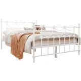 Mirjan24 Metallbett, Weiß, Holz, Buche, Rechteckig, 140x200 cm, Schlafzimmer, Betten, Metallbetten