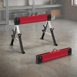 Homcom Arbeitsbock Metall 64-81 cm Rot klappbar 7-fach höhenverstellbar
