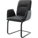 DeLife Freischwinger Vinja-Flex Echt-Leder Schwarz Freischwinger flach Schwarz
