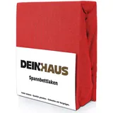 DH DEIN.HAUS Frottee Weiches Spannbetttuch 180 x 200 cm – Baumwolle, mit Gummizug, pflegeleicht, Bettlaken – Farbe: Rot