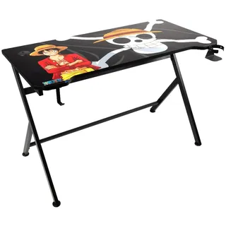 Konix One Piece Gaming - Schreibtisch 121 x 69 x 76 cm in Y-Form - Tischplatte aus Holz und Metall - Becherhalter - Kopfhörerhalter - Luffy - Motiv