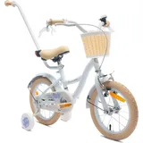 Sun Baby Mädchenfahrrad 14 Zoll Glocke Zusatzräder Schubstange, Flower Bike baby blue - Hellblau