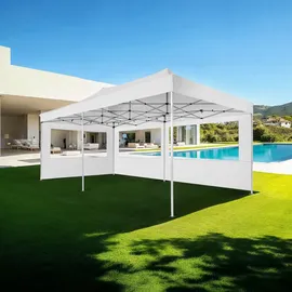 Tectake Faltpavillon 3 x 6 m inkl. 2 Seitenteile weiß