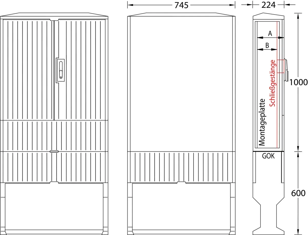 uesa Leerschrank flach IP44 A100-M-1000