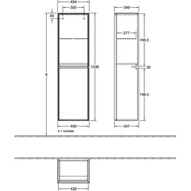 Villeroy & Boch Collaro Hochschrank 45,4 x 153,8 x 34,9 cm Nordic Oak