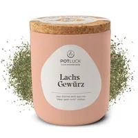 POTLUCK | Lachs Gewürz | Gewürzzubereitung im Keramiktopf | 50g | Vegan, glutenfrei und mit natürlichen Inhaltsstoffen