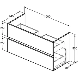Ideal Standard Eurovit+ 2 Auszüge 100 x 44 x 55 cm Grau