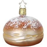 INGE-GLAS® Inge-glas Christbaumschmuck, Krapfen 6,5cm (1-tlg), mundgeblasen, handbemalt braun - Höhe 6,5 cm