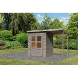 Karibu Merseburg 2 1,82 x 1,26 m grau inkl. Anbaudach