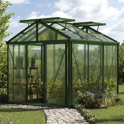GFP Profi 235 x 235 cm Gewächshaus, Pulverbeschichtet Grün, RAL 6005 | Aktionsset - Profi 2 - (GFPV00178)