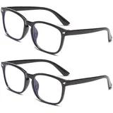 Eyglajdd Lesebrille für Herren Damen,Lesebrille Lesehilfe Große Brille 2er-Pack Schwarz +3,5