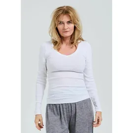 seamless basic Funktionstop SEAMLESS BASIC "Seamless Basic Top Retro V-neck", Damen, Gr. L/XL, weiß, Obermaterial: 100% Baumwolle, Tops