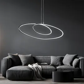 WOFI LED Hängeleuchte dimmbar Pendelleuchte schwarz, 3 Stufendimmer über Wandschalter, 37w 2700lm Warmweiß, Dxh 113,5 x 150 cm, 6617.01.10.9000