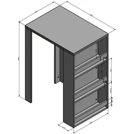 Vicco Bartisch 80 x 57 x 106 cm Weiß/Anthrazit