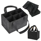 Haocianc 2 Teilige Flaschentasche, Flaschenträger 6 Flaschen, Flaschenkorb mit Tragegriff, Faltbare Filztasche Klein für Getränke und Wein