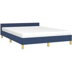 vidaXL Bettgestell mit Kopfteil ohne Matratze Blau 140x200 cm Stoff