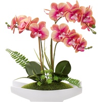 Kunstblume Orchidee Künstlich Phalenopsis Blumen im Kunststofftopf Kunstpflanze für Home Office Hochzeit Heiratsantrag Dekoration Weiß Rosa Violett