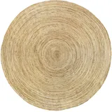 HAMID - Jute Teppich Rund, Alhambra Teppich Handgewebt 100% Naturfaser de Jute, Wohnzimmer, Schlafzimmer, Flurteppich, Dekoration, Farbe Natur, (300x300cm)